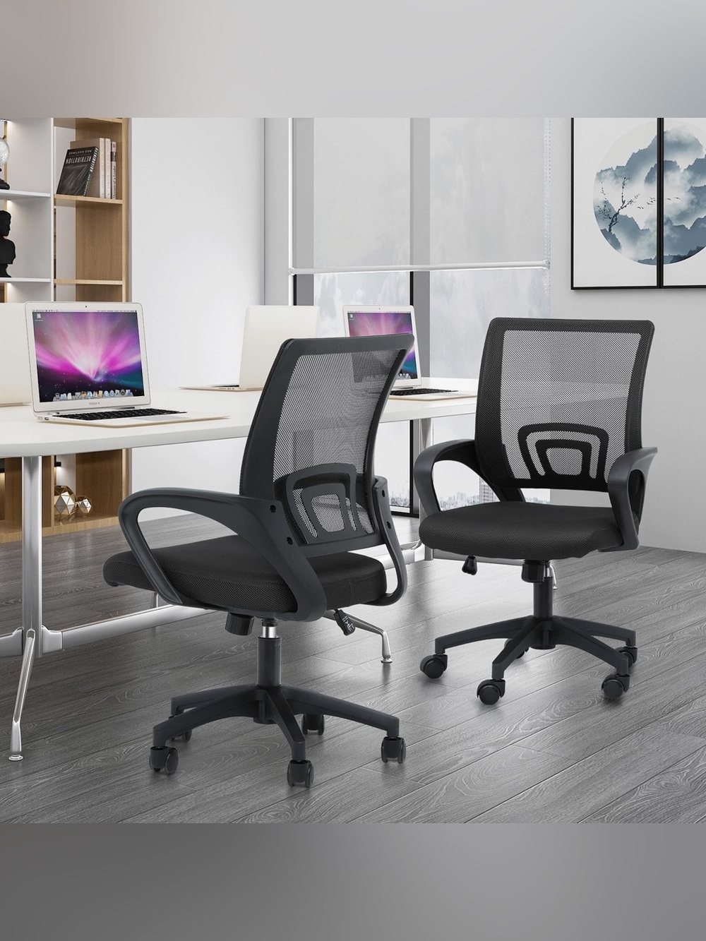 SET OF 2 MODERN ALL BLACK OFFICE CHAIRS 🪑 🖤😍 NEW IN BOX 📦